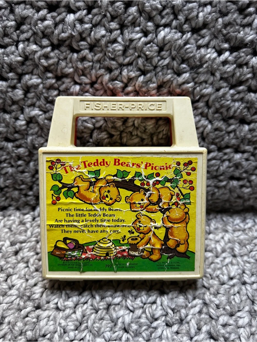 Vintage 1982 Fisher-Price Teddy Bear's Picnic Music Box Toy #786 Tested Working